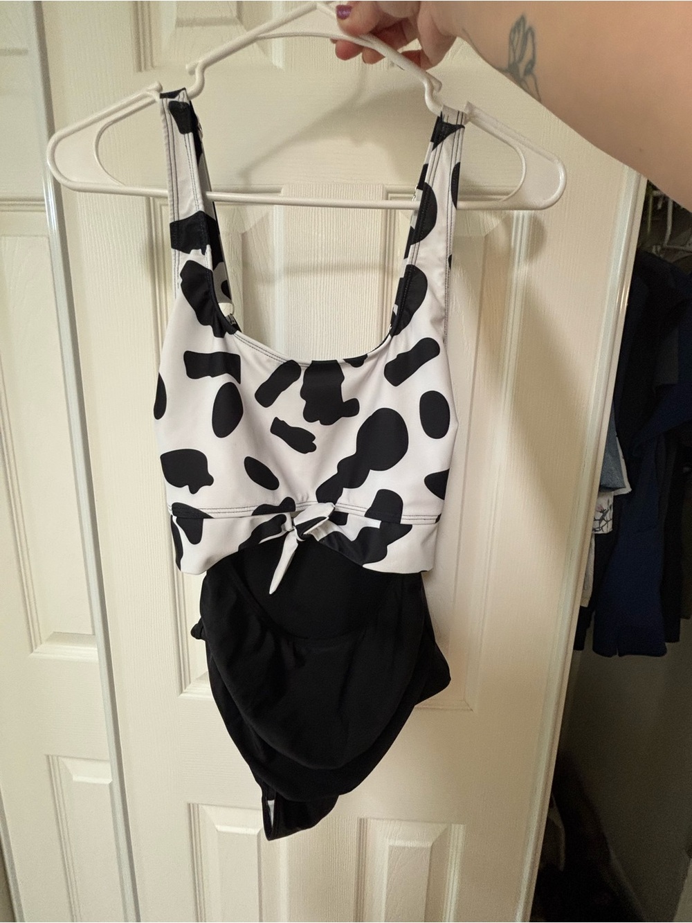 Black & White Cow Print One-Piece Swimsuit